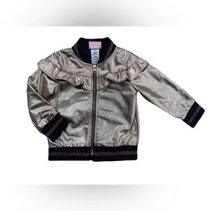 Little Lass 18 Month Gold Sparkle Full Zip-Up Bomber Jacket